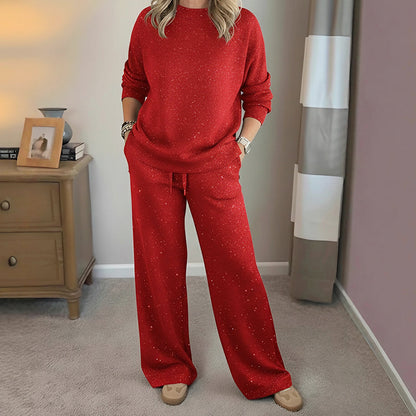 ✨🎅Last-Minute Christmas Offers 🎄⏰Women's Glitter Pullover Sweater & Pants 2-Piece Set