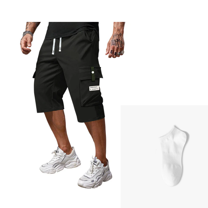 Men's Casual Drawstring Capri Cargo Pants