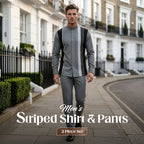 👔 Men's Striped Shirt & Pants 2-Piece Set✨ Effortless Style✨