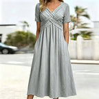 🍀Women’s V-Neck Short Sleeve Long Dresses