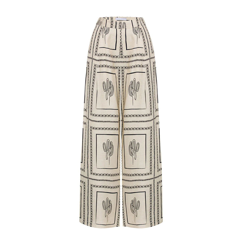 Women's Geometric Print 2-Piece Set - Shirt and Wide Leg Pants