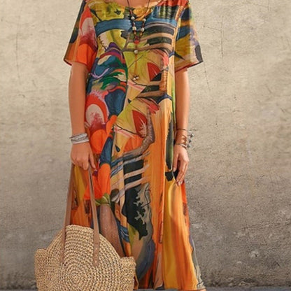 💃Elegant Mulberry Silk Tropical Breeze Dress