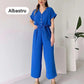 💖 Women's V-Neck Short Sleeve V-Neck Casual Jumpsuit