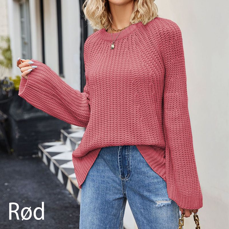 💕 Women's Round-neck Sweater With Wide Cuffs And Loose Fit