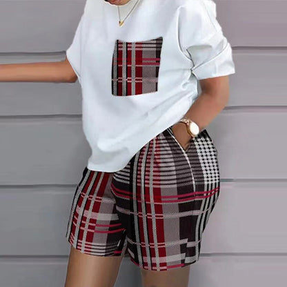 Trendy 2 Piece Set - Print Short Sleeve Tee & Shorts