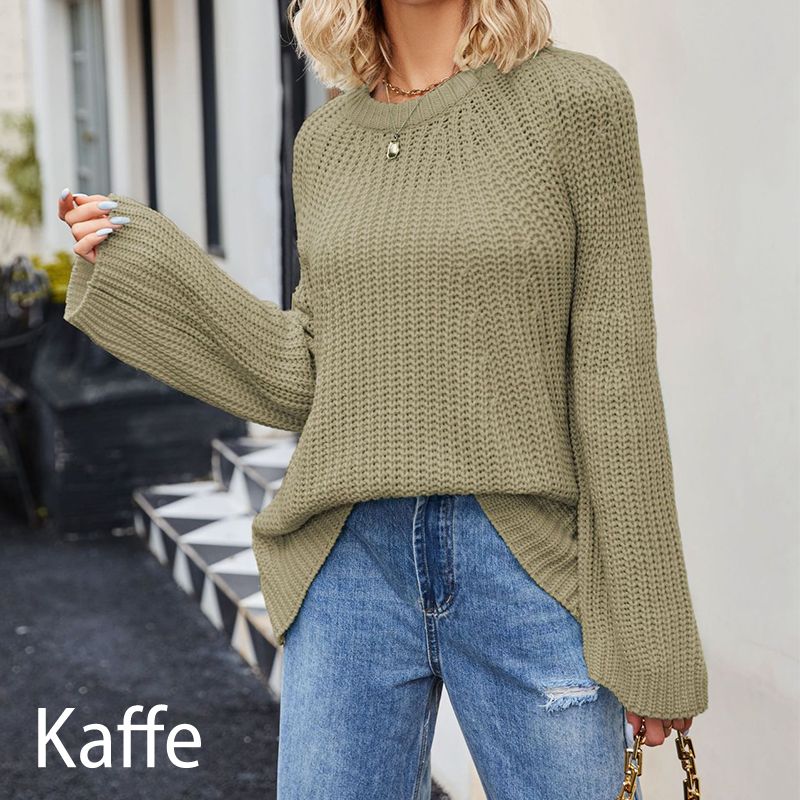 💕 Women's Round-neck Sweater With Wide Cuffs And Loose Fit