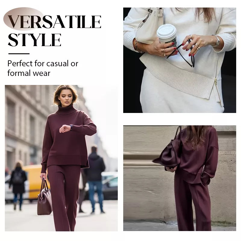 💥High-Neck Side-Zip Sweatshirt & Pants Set 👚👖