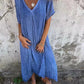 🔥Women's Loose V-neck Cotton Linen Dress