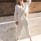 Women's Casual 2-piece Outfits Oversized Knit Cardigan and High-waist Baggy Pants