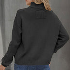 Casual Solid Color Button Front Knit Cardigan