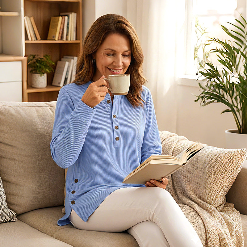 💃Women's Solid Color Crew Neck Long Sleeve Casual Loose Knit Pullover