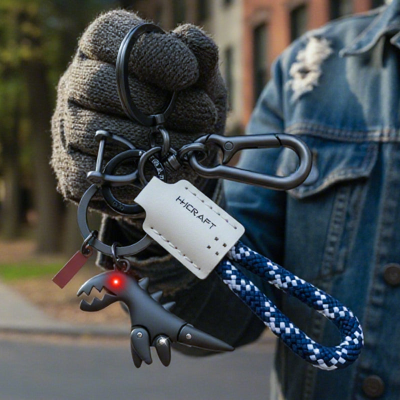 Aluminum Alloy Dinosaur Charm Paired with a Hand-woven Bracelet🔥