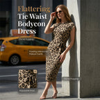 🌸Women's Knot Bodycon Dress – Leopard print, tummy-flattering knot. Comfy & chic for parties or date nights. Feel gorgeous. ✨🌹