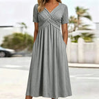 🍀Women’s V-Neck Short Sleeve Long Dresses