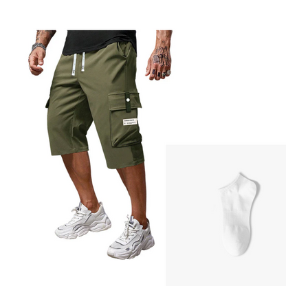 Men's Casual Drawstring Capri Cargo Pants