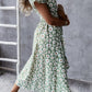 Floral V-neck Wrapped Midi Dress