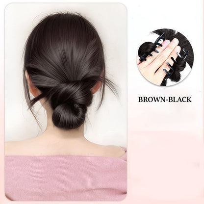🎁 Clip-on Feathered Bun Wig