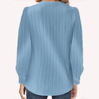 Solid Color Raglan Neck Pleated Long Sleeve Women's Top