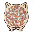 🎁135-Piece Morandi-Colored Cat Shaped Wooden Jigsaw Puzzle