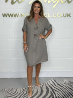 Plus Size Button Up Tunic Dress