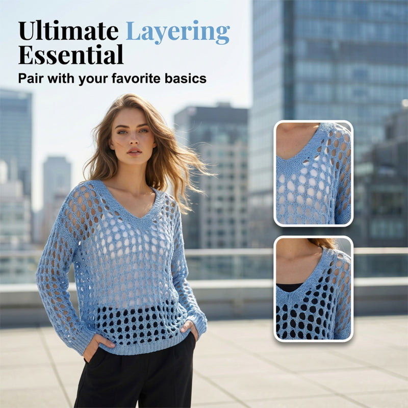 🌸New Arrival🌸Women’s Casual Solid Color Crochet Knit Top