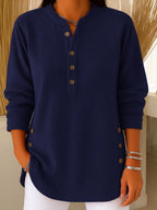 💃Women's Solid Color Crew Neck Long Sleeve Casual Loose Knit Pullover