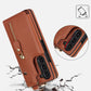 Elegant PU Leather Wallet Phone Case for Samsung with Ring Buckle