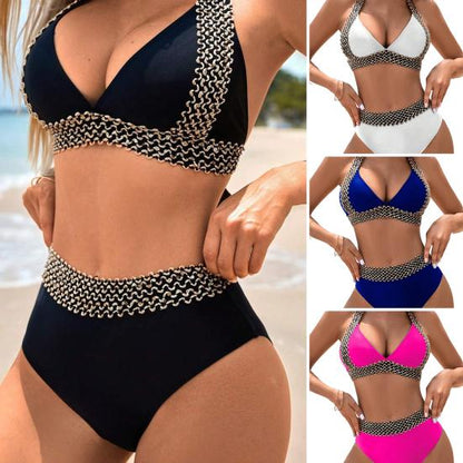 🔥Sexy V-neck Women's Holiday Swimsuit With Wavy Pattern