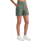 Women's High-Waisted Athletic Bermuda Shorts with Pockets – Running, Yoga, Summer Casual Activewear