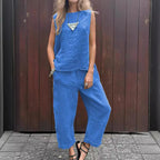 Women's 2 Piece Outfits Loose Fit Sleeveless Top & Long Pants