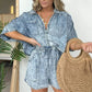 Women's Summer Denim Shirt Two Piece Set