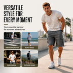 Men's Cargo Shorts – Elastic Waist, Multi-Pocket, Durable 🍁