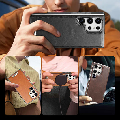 Leather Exterior and Suede Interior Luxury Case Cover for Samsung S Series