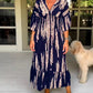 Mother's Day Hot Sale 🔥Casual Print V-Neck Waist Wrap Long Dress