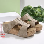 Women's Fashion Rivet Wedge Fish Mouth Thick Bottom Sandals