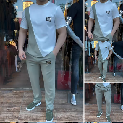 🔥 Trending This Summer! 💁‍♀️ Men's Casual Crew Neck Top and Pants Set