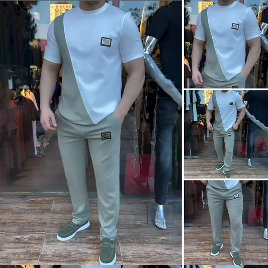 🔥 Trending This Summer! 💁‍♀️ Men's Casual Crew Neck Top and Pants Set