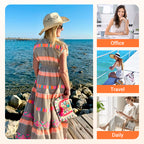 💕Women's Loose V-Neck Vintage Stripe Pattern Sleeveless Dress