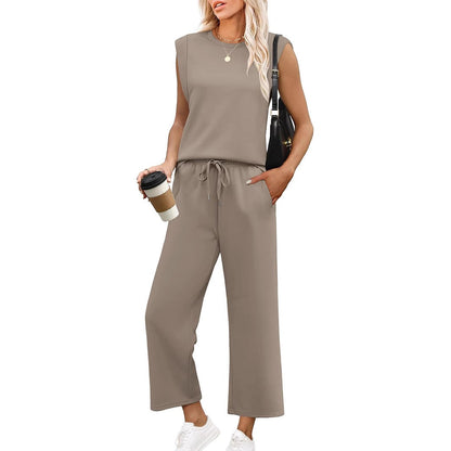 2025 New Women's  Sleeveless Top & Wide-Leg Pants 2-Piece Set
