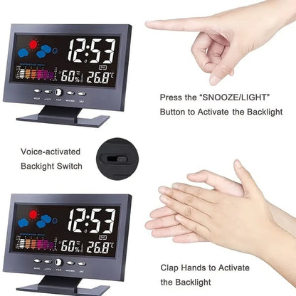 🔥Digital LED Temperature Humidity Monitor Weather Forecast LED Table Alarm Clock