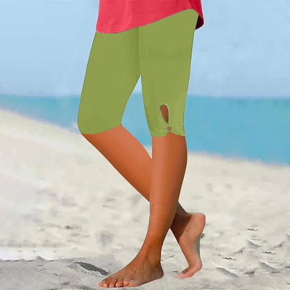 Tummy Control Knee Length Capri Leggings for Women
