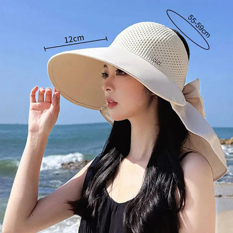 🌞2025 Summer New👒Large-brim Hollow Sunscreen Hat with Removable Neck Shawl