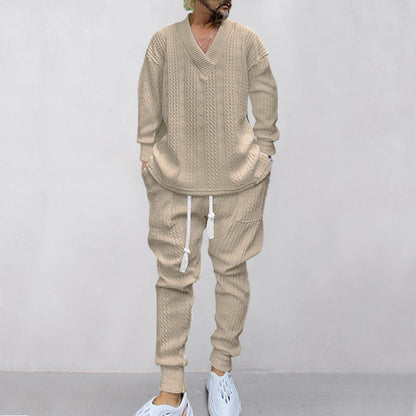 💥Men's 2-Piece V-Neck Baggy Sweatshirt & Joggers Set