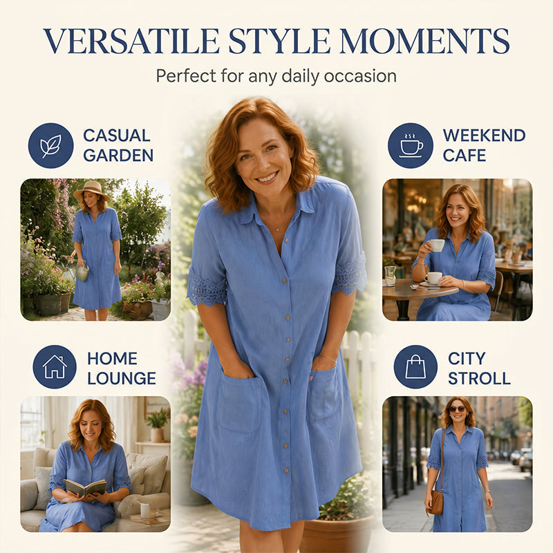 🔥Women's Casual Loose Fit Denim Dress with Pockets