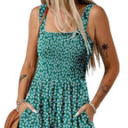 Women's Square Neck Sleeveless Loose Casual Short Jumpsuit