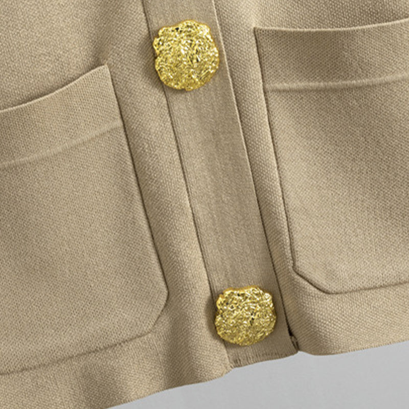💕Gold Button Soft Knit Trouser Co-Ord
