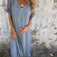 🔥Women's Loose V-neck Cotton Linen Dress