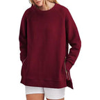 Loose-Fitting Long-Sleeved Sweatshirt with Side Zippers
