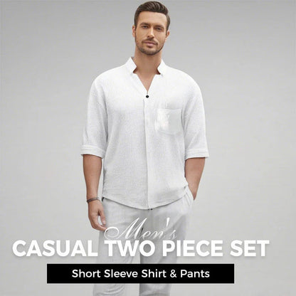 Men's Trendy Cotton Linen Top & Pants Two-Piece Set🎉BIG SALE