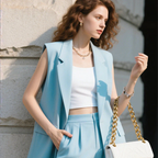 💖Women’s Stylish Sleeveless Blazer & High-Waisted Pants Set
